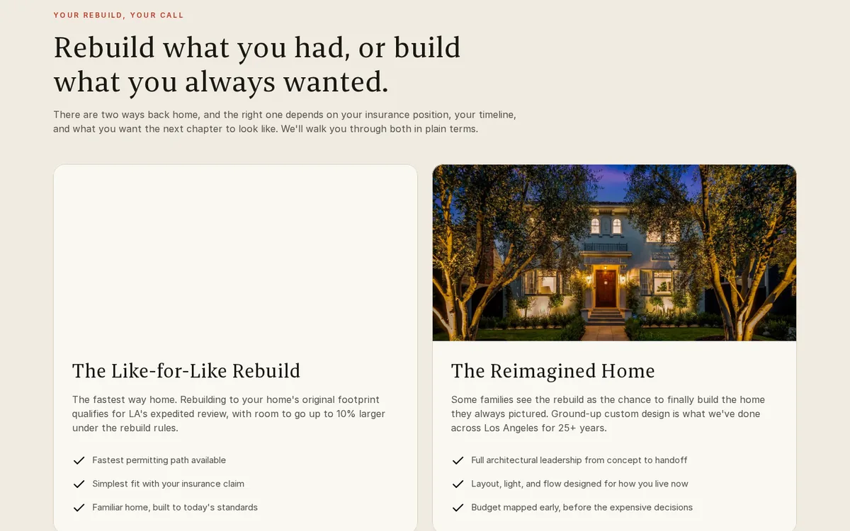 Heart Construction case study website section 2